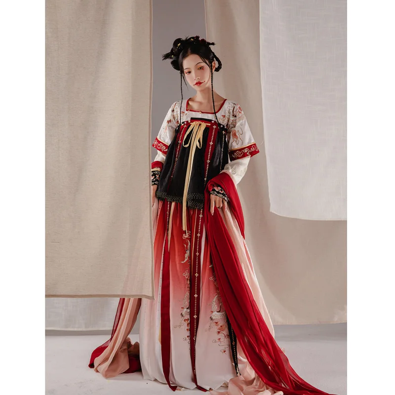 

Hanshanghua Original Chinese Style Hanfu Dresses Heavy Industry Embroidery Women Elegant Oriental Princess Folk Dance Costume
