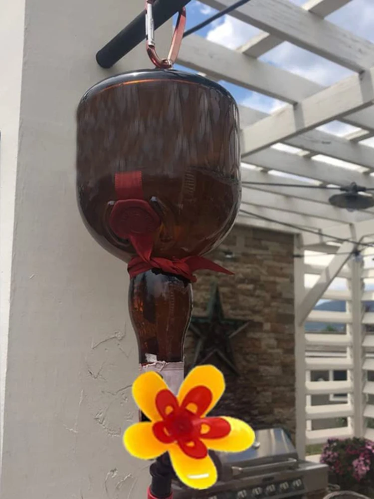 

1pcs Garden Diy Wine Bottle Recycling Bottle Flower Type Hummingbird Bird Feeder Feeder for Outdoor hummingbird feeder Supplies
