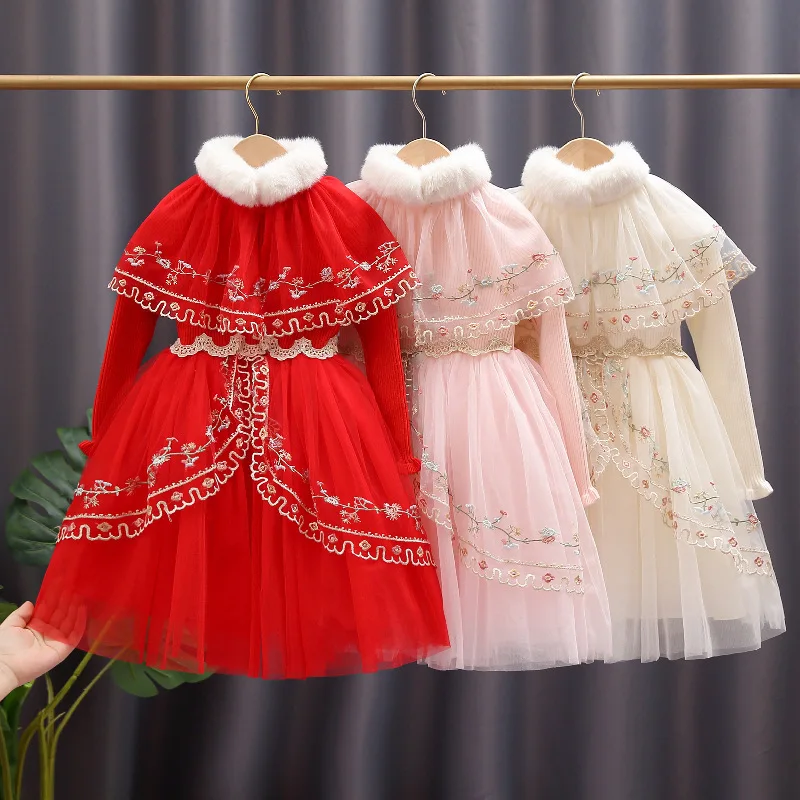 

Girls' New Year Princess Dress Spring Dress 2022 New Children's Red Dress Children's Autumn and Winter Chinese New Year clothes