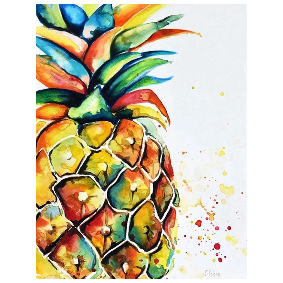 

AMTMBS DIY Painting By Numbers Colorful Pineapple Pictures By Numbers Drawing On Canvas HandPainted Wall Art Decor