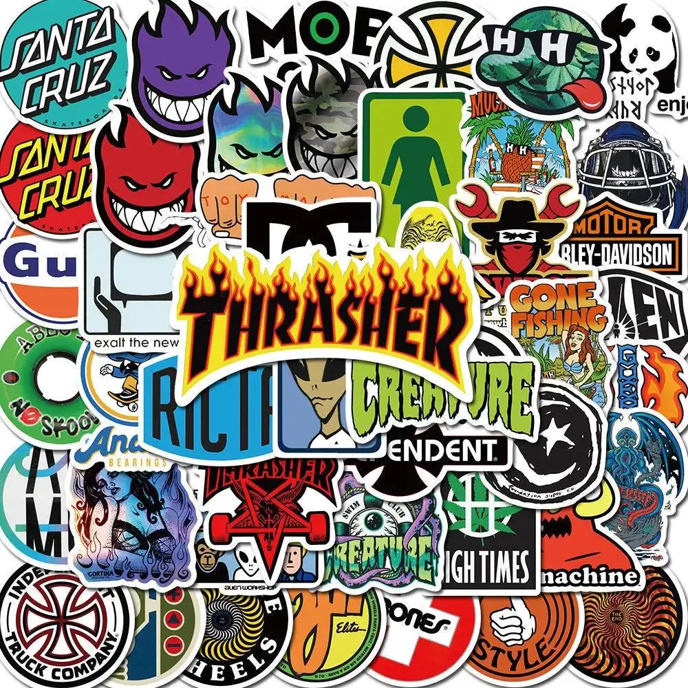 

50Pcs Trendy Brand Skate ogo Laptop Luggage Trolley Case Non-repeat Waterproof DIY Handbook Stickers
