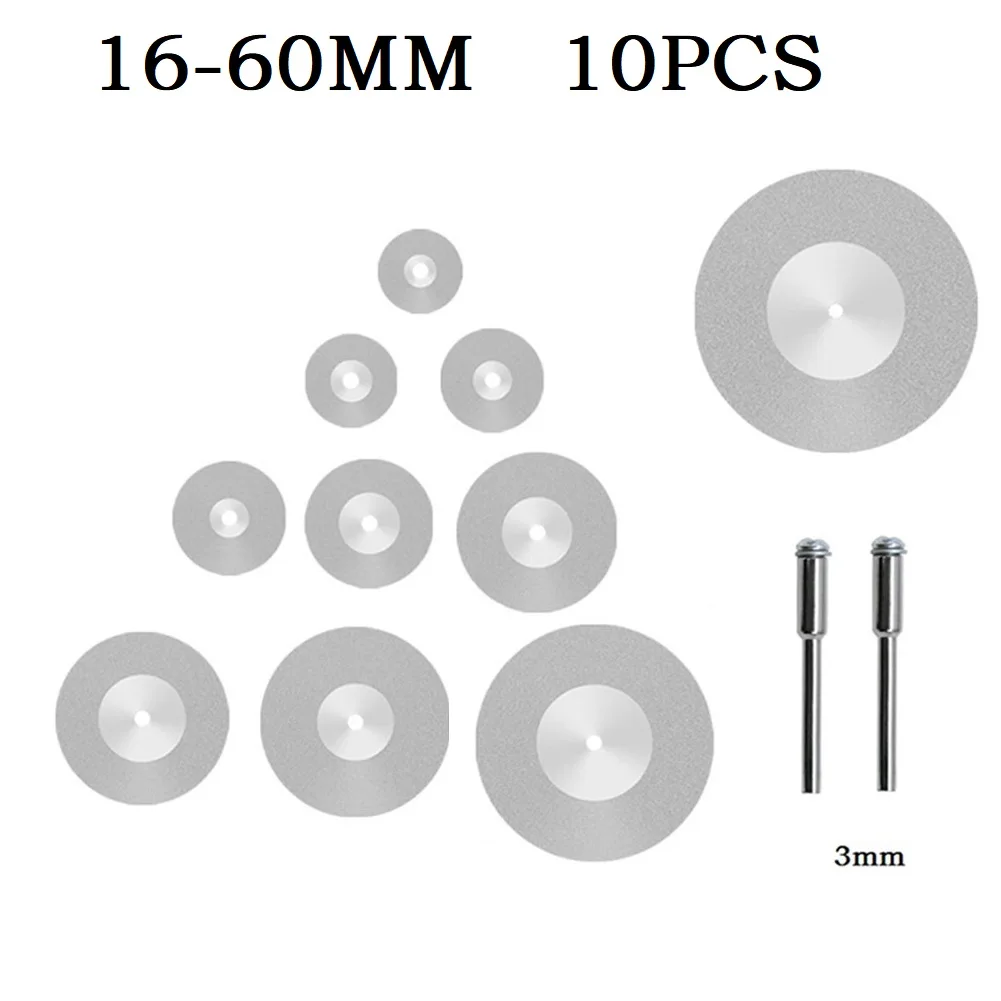

10 шт. мини алмазный режущий диск, дисковая пила с трехмиллиметровым абразивным алмазным диском, шлифовальный круг 16-60 мм