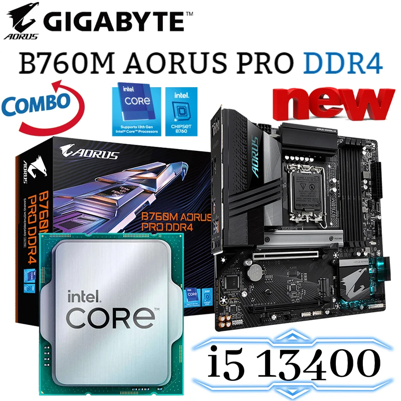 

Материнская плата Gigabyte B760M AORUS PRO DDR4 LGA 1700 + процессор Intel Core 13th i5 13400 PCIe 4,0 для настольного компьютера Micro ATX материнская плата Новинка