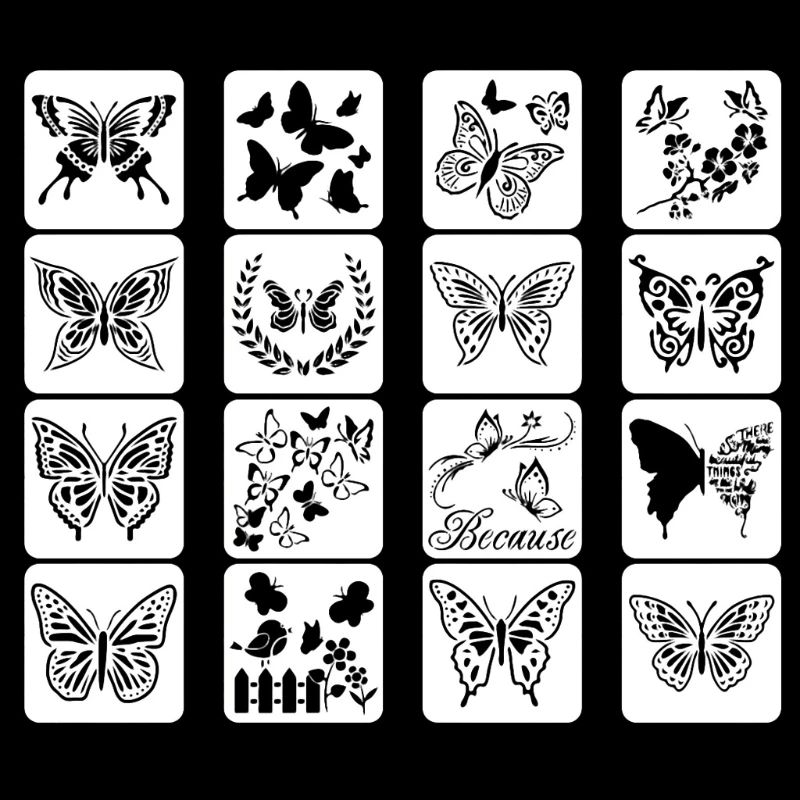

16Pcs Flying for butterfly Painting Stencils Template Spring Garden Theme Stenci