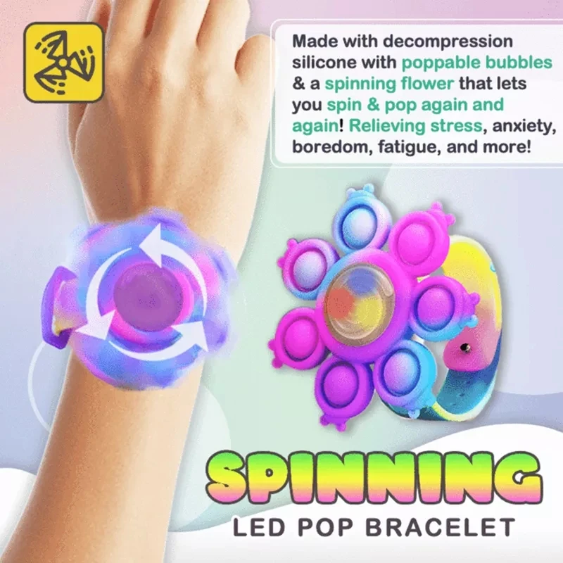 

Octopus Spinning Top Popping Fidget Toys Its Anti stress Wristband Whirl Light Silicagel Bracelet Kawaii Push Bubble Kids gifts