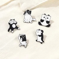 fun animal enamel pin custom cute black and white cat panda penguin creative badge alloy fashion jewelry women childrens gift