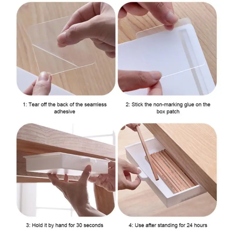 

2/4/5PCS Under Desk Stand Storage Box Plastic Drawer Box Pen Case Stationery Storage Box Self-adhesive Tools Organizers