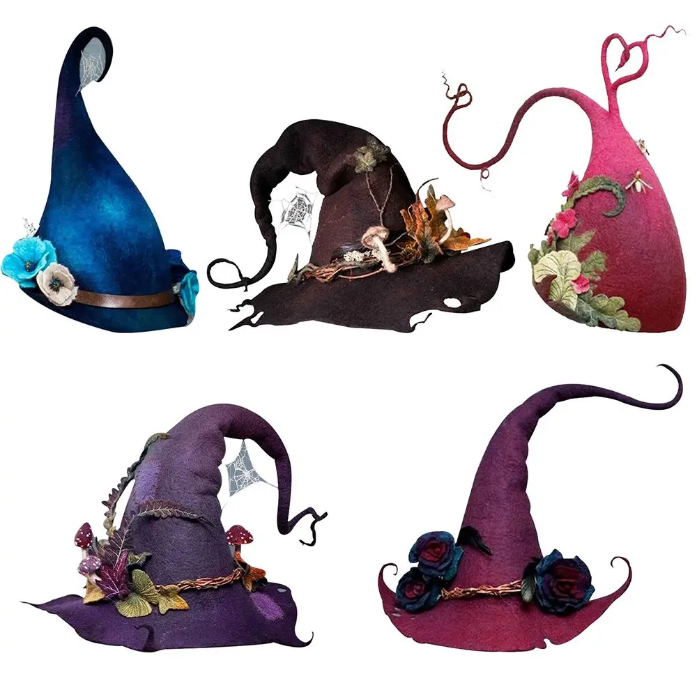 

Шляпа фетровая с ведьмой и козырьком, модный подарок с широкими полями, реквизит для косплея, волшебный волшебник