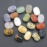 natural oval stone beads rose quartz turquoise turtle shell shape ornament fit home decoration jewelry accessories making 10pcs