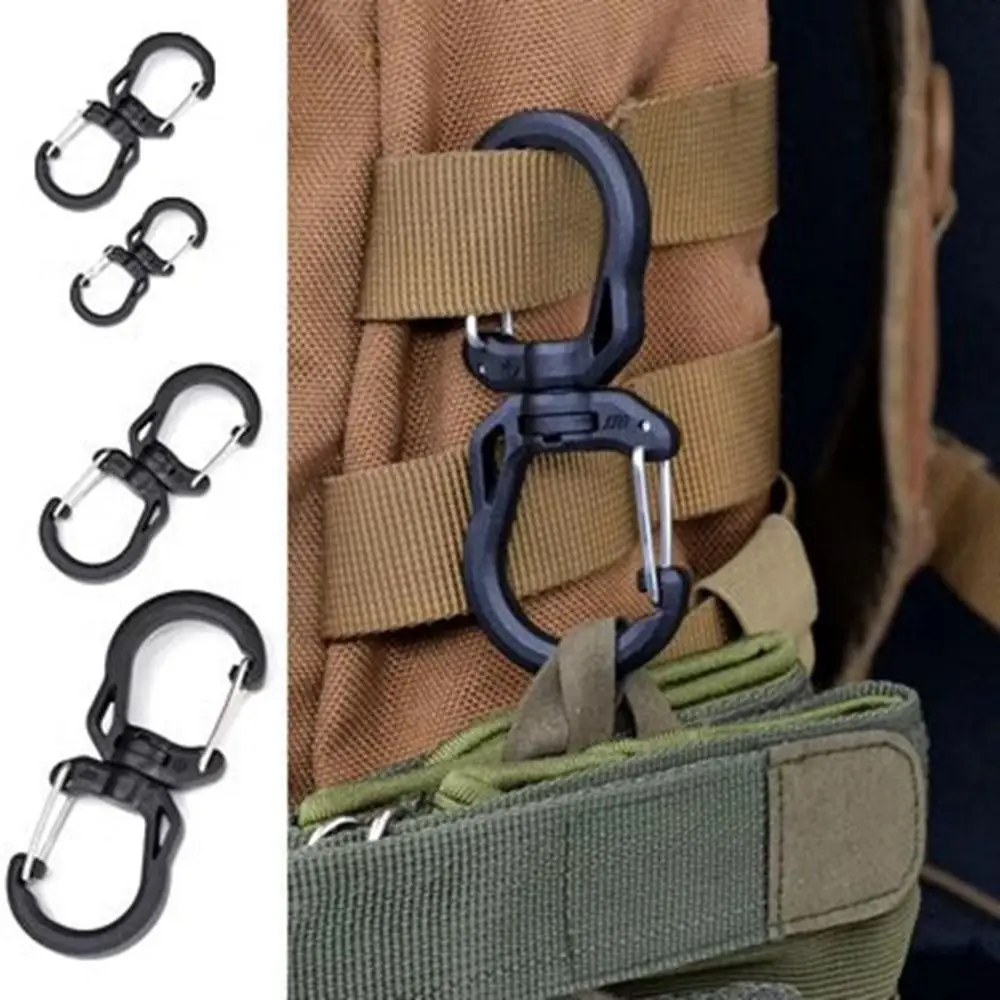 

Multifunctional Tactical Elastic Hook Black Plastic Steel Rotating Safety Buckle Camping Hiking Accessories Outdoor Sports