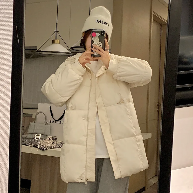 

Женское зимнее хлопковое пальто с капюшоном, свободная парка в Корейском стиле, модель LM424