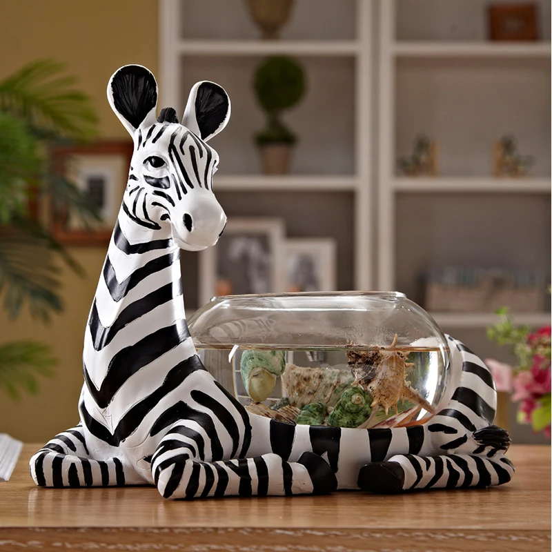 

Creative Zebra Mini Fish Tank Desktop Decoration Ornaments Desk Aquarium Turtle Tank Home Small Decoration Living Room Crafts