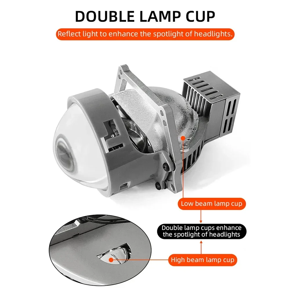 3-дюймовый мощный двухобъективный проектор с двумя линзами Ультраяркий лазерный