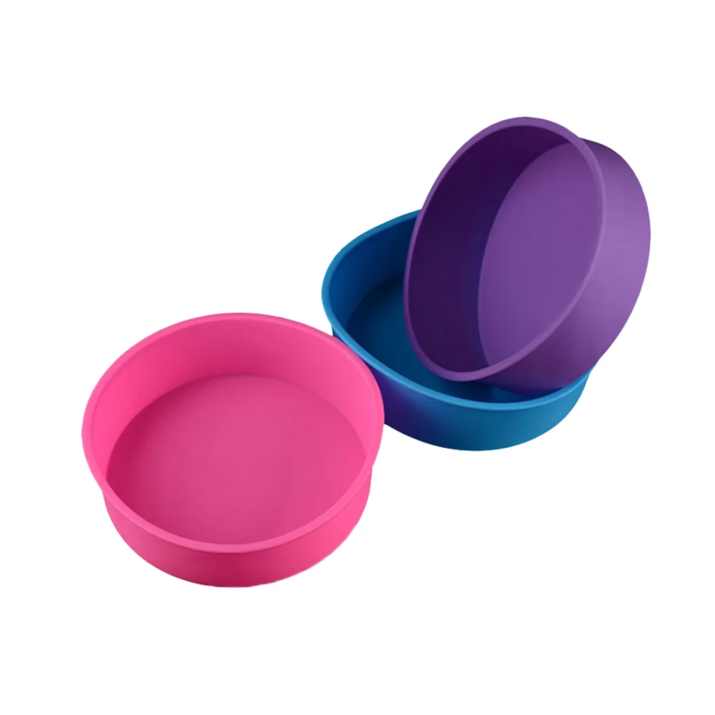 

Round Bakeware Pan Baking Circle Cake Pudding Pies Silicone Bread Mould Colored