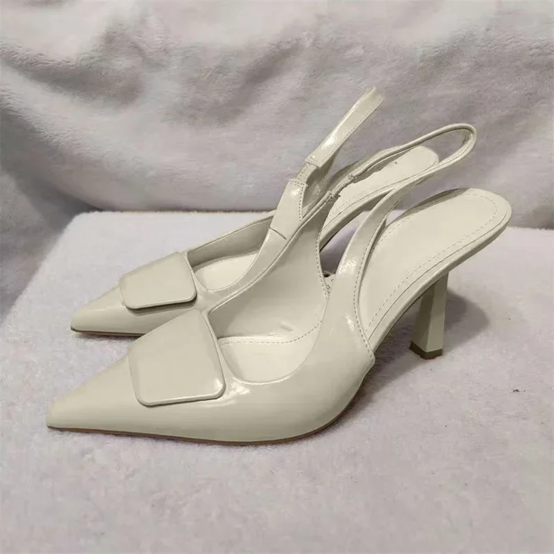 Белые Лакированные кожаные туфли-лодочки на шпильках лаконичные женские туфли с