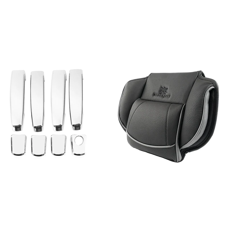

Car Chrome Door Handle Cover Trim With Universal Car Seat Headrest Pillow
