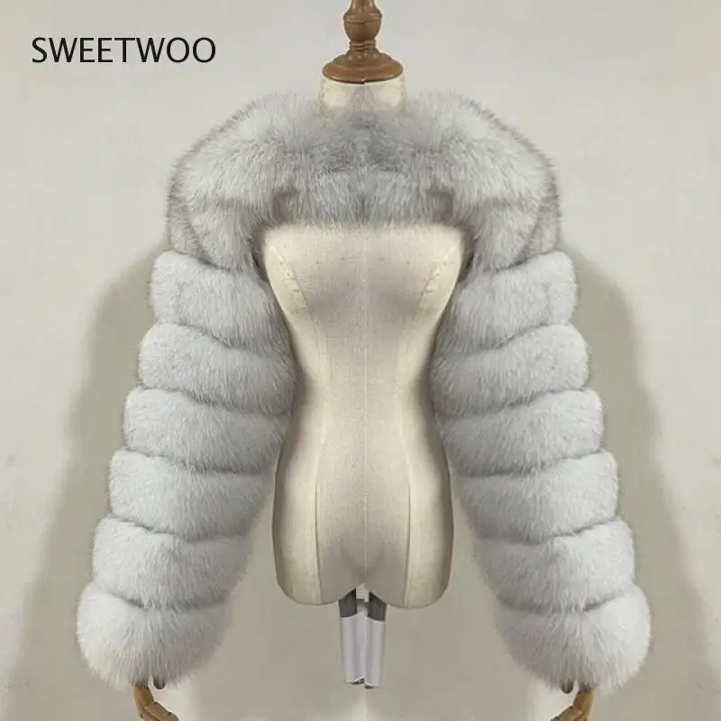 Fashion Winter High Quality Faux Fox Fur Coat Women 2022 Patchwork Long Sleeve Warm Mink Short Jackets Furry Coat Top Tide Slim