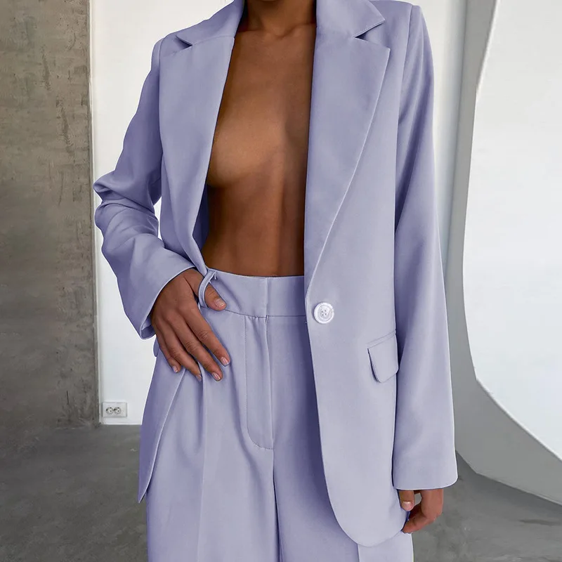 Autumn and Winter New Style Small Fragrance Temperament Commuter One Button Long-sleeved Suit Pure Color Casual Jacket Women's