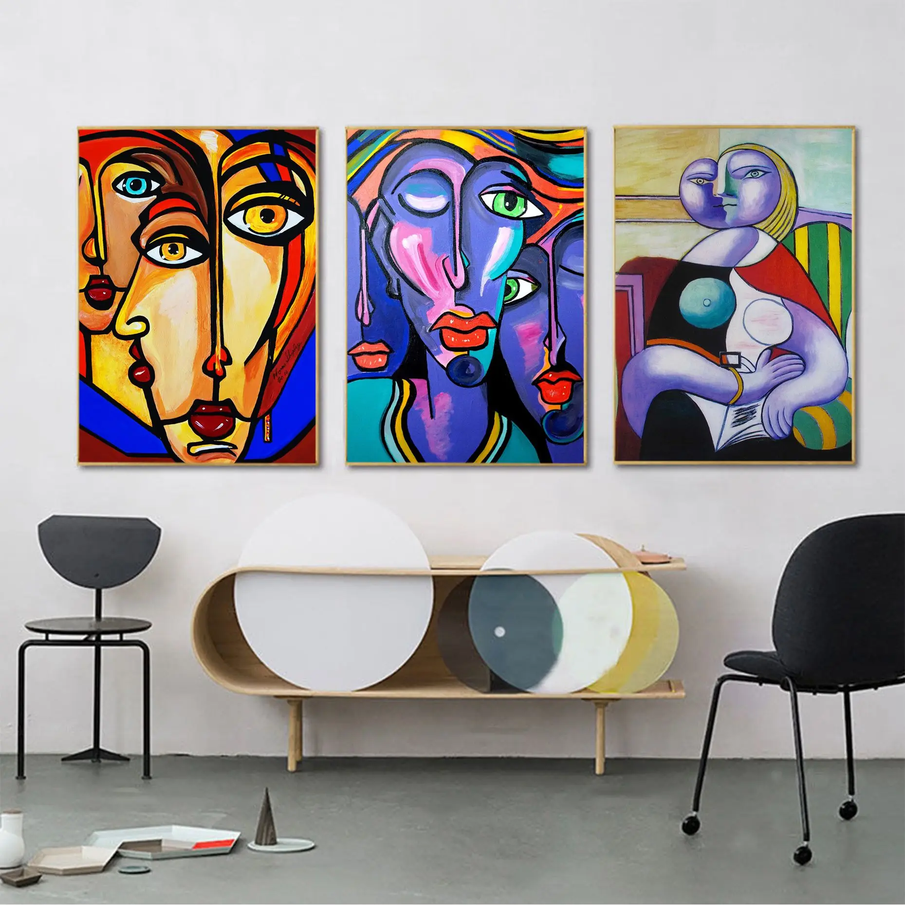 

Abstract Vintage Painting Pablo Picasso Exhibition Vintage Posters Sticky Waterproof Paper Coffee House Decorative Painting