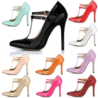 chmile chau pearl pu sexy party dress womens shoes pointed toe stiletto high heel t strap pumps buckle zapatos mujer 0640 i