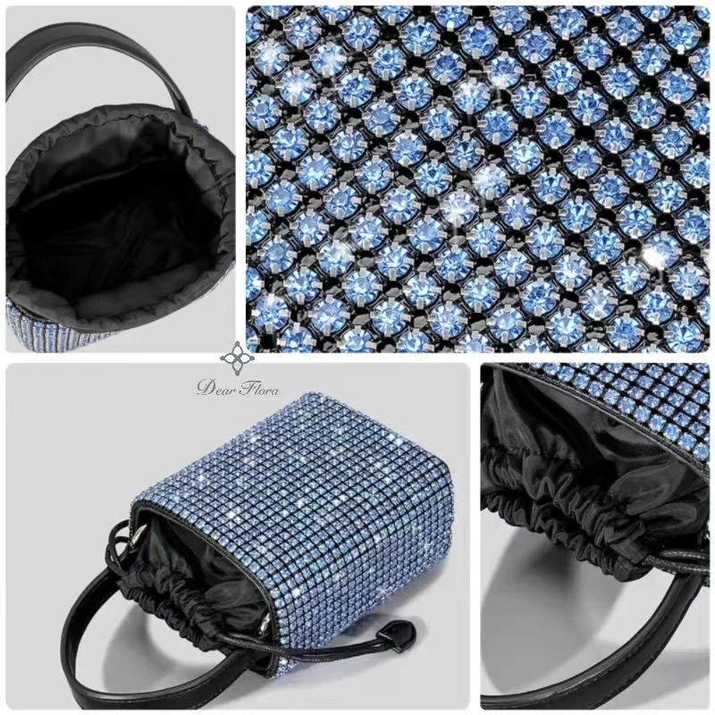Women's Bling Water Diamond Fashion Handbags Elegant Shinny Rhinestone Shoulder Bag Luxury Glitter Evening Party Crossbody Bags
