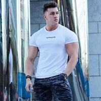 men bodybuilding shirts short sleeve cotton muscle tshirt for men casual workout daily wear top tee