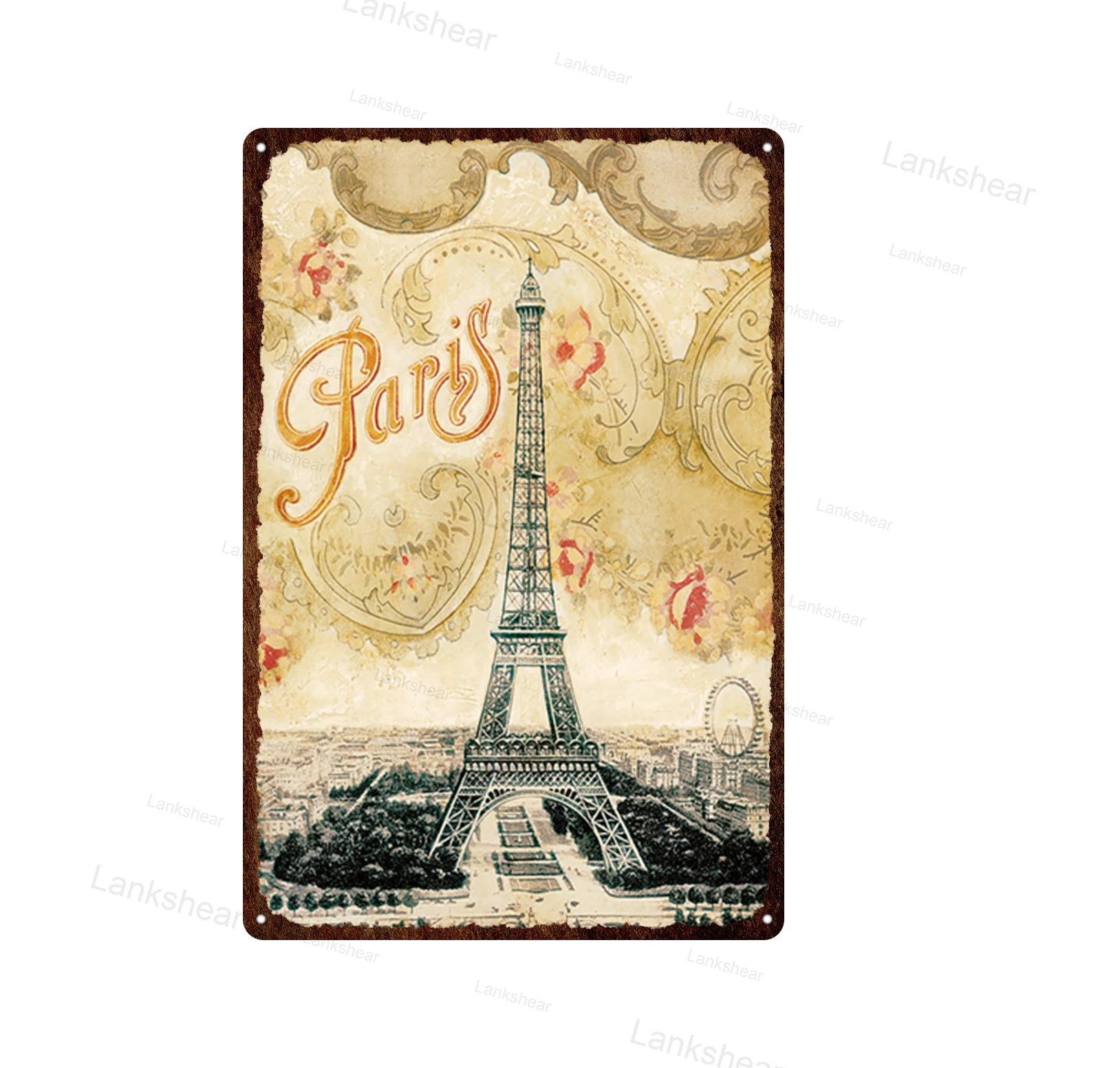 Винтажный металлический жестяной плакат с изображением мексиканского Парижа