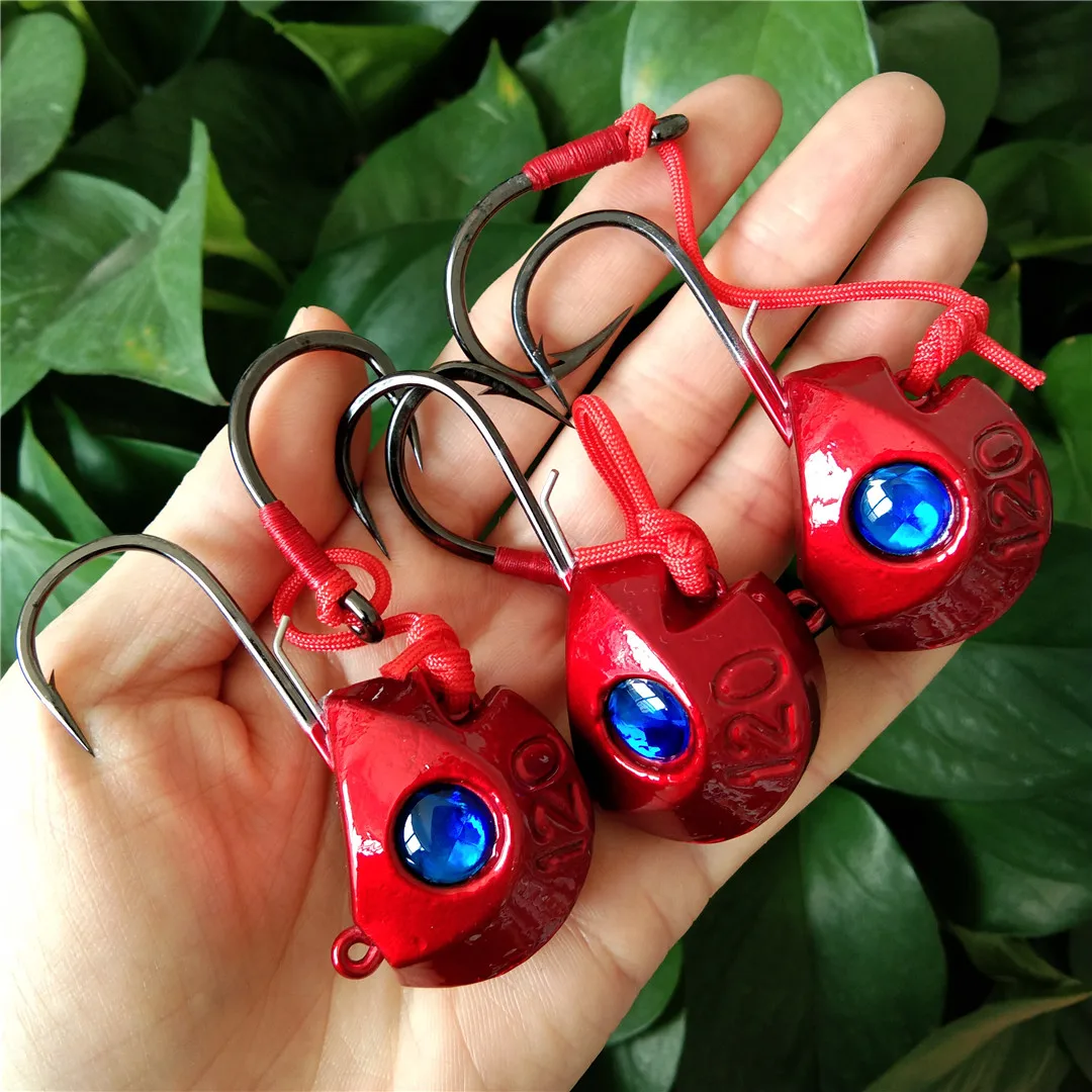 

Swolfy 3PCS 100g 120g Jig Fish Head Hook Fishing Jigging Stainless Steel Fishhook 3D Eyes Pike Bass Worm Fishing Tackle
