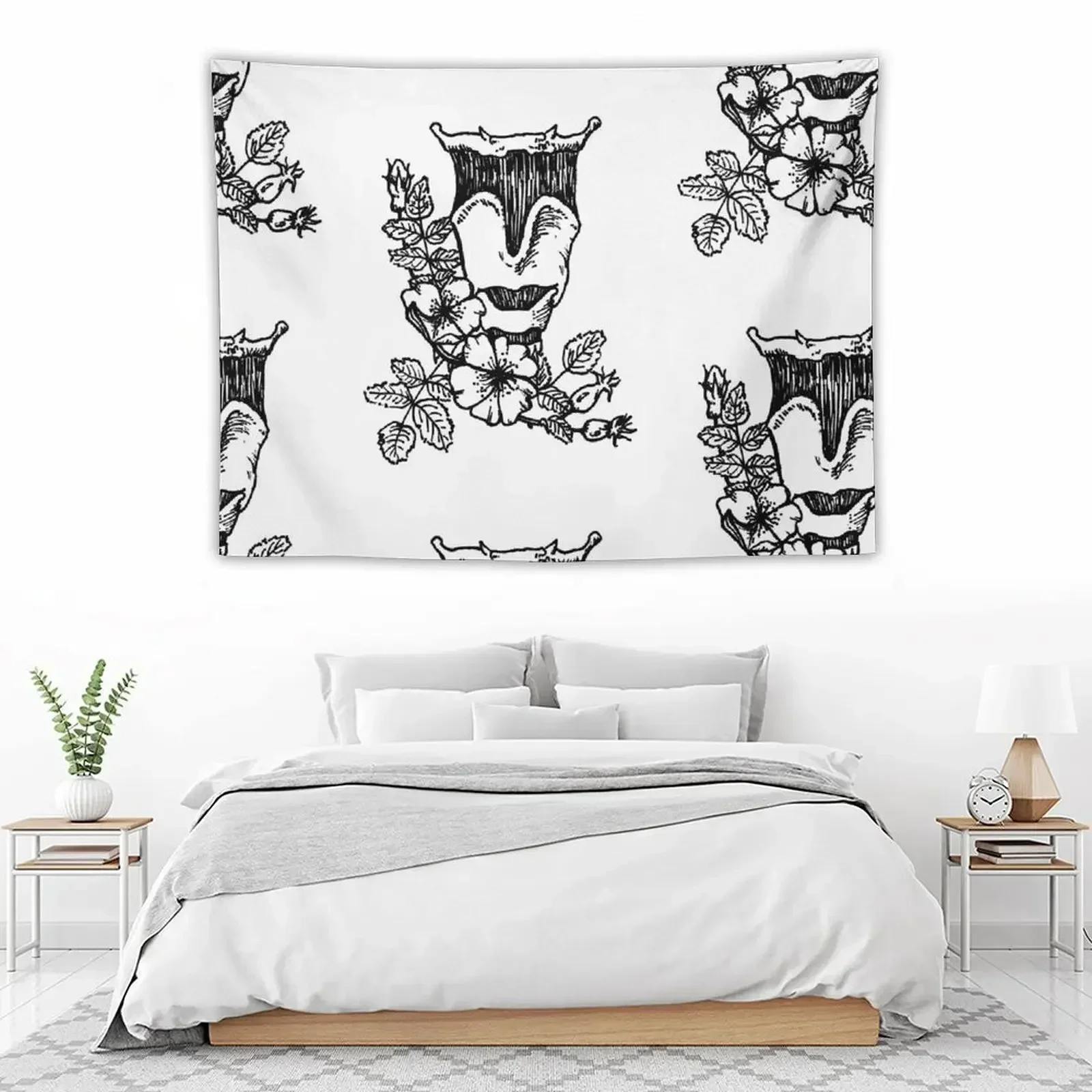 Ларнкс с цветами анатомия ботанический рисунок гобелен забавные настенные