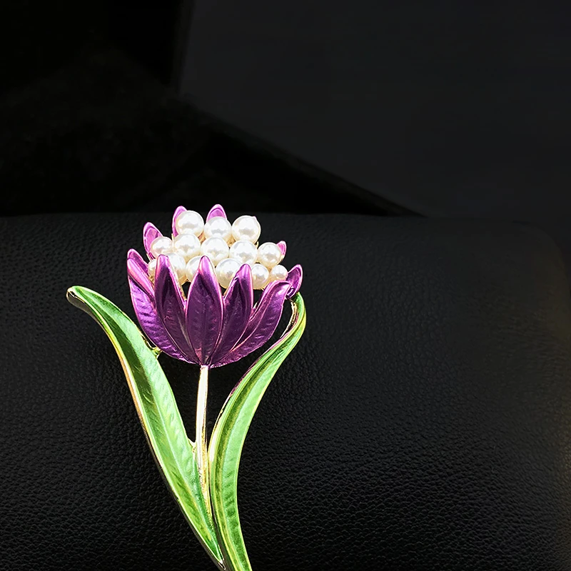 1182 Exquisite Flower Brooch High-End Women's Luxury Sweater Suit Neckline Clothes Accessories Buckle Enamel Pin Pearl Jewelry