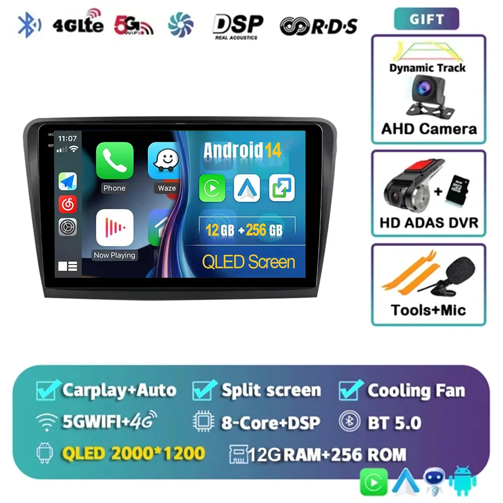 

Android 14 Carplay для Skoda Superb 2 B6 2008 2009 2010 2011 2012 2013 2014 2015 Мультимедийный автомобильный радиоплеер WIFI + 4G DSP Стерео