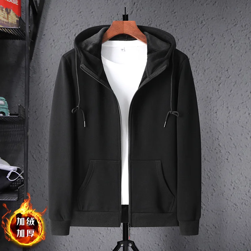 

2021 Winter New Men's Korean Fashion Hoodie Cardigan with Plush Thickened Sweater Hoodie Man Hoodies Clothes Men Sweatshirt