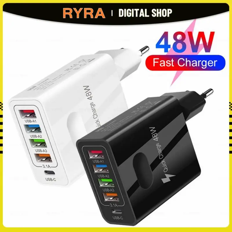 

RYRA 48W 5 Ports USB Charger Charging EU/US/UK Plug Wall Charger Charging For IPhone Samsung Xiaomi Huawei Phone Charge Adapter