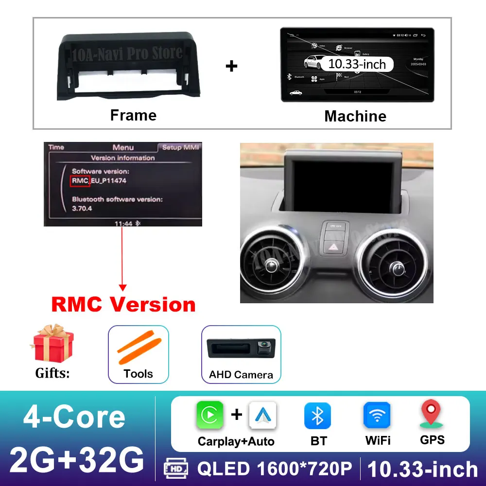 

Автомобильный мультимедийный видеоплеер, стереосистема для Audi A1 2013-2018, Android 16, беспроводной Carplay, Wi-Fi, автоаксессуары, GPS-навигация, BT