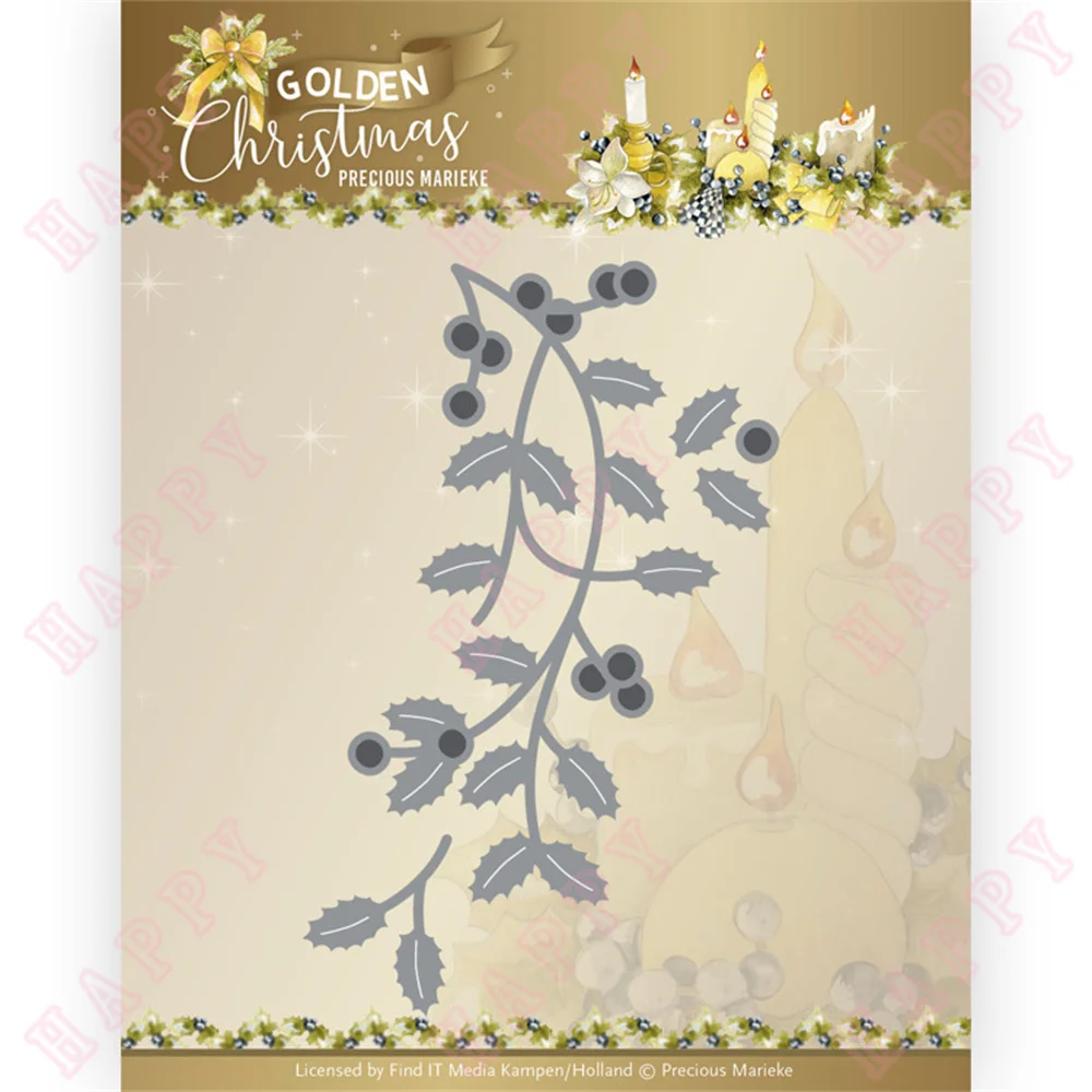 

Christmas Holly Branch Metal Cuts Dies Scrapbook Diary Decoration Paper Craft Album Embossing Template DIY Greet Cards Handmade