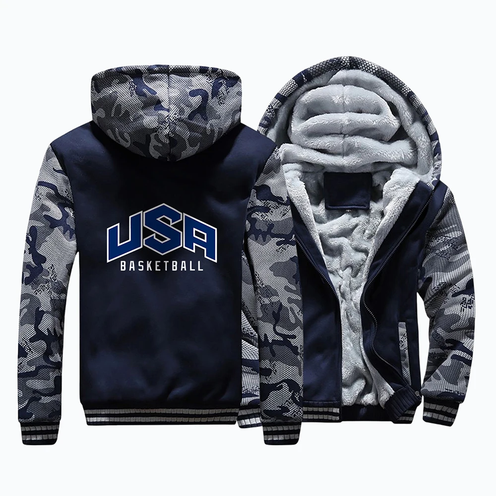 Американский баскетбольный принт Мужские Теплые Топы на молнии с длинными