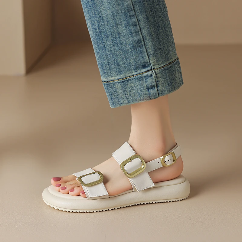 

Сандалии женские из натуральной кожи, с открытым носком, на платформе и каблуке