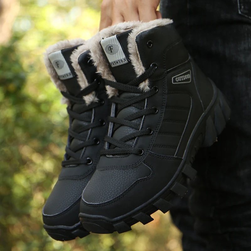 High Top winter Boots For Men Leather Hunting Tourism Mountain Shoes Waterproof Man Hiking Boots Lace Up Trekking Tactical Shoes