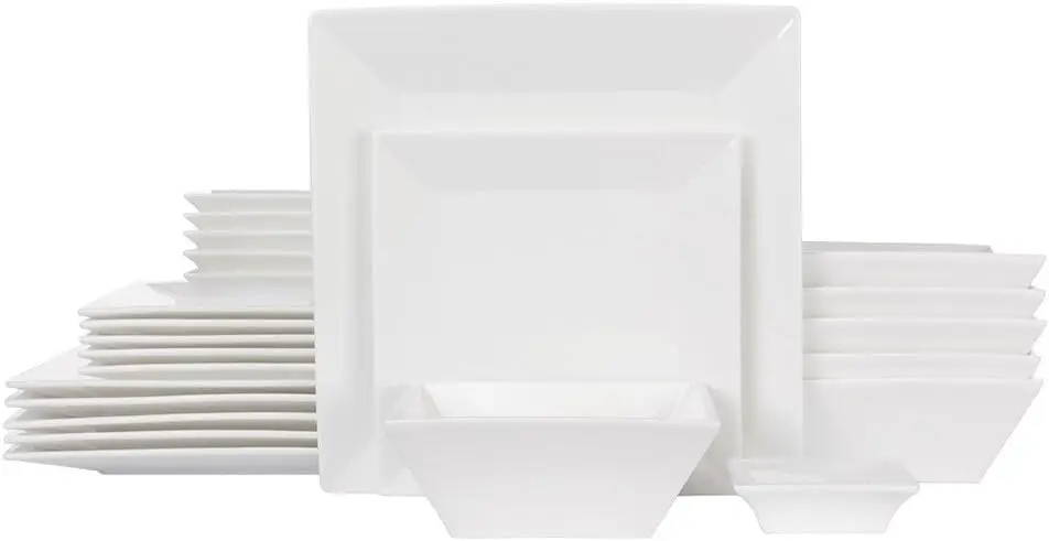 

Classic Square Dinnerware Set for 6, Off White