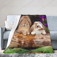 cute animal rabbit 3d printing fleece blanket blanket sofa bed blanket super soft warm blanket luxury blanket flannel blanket