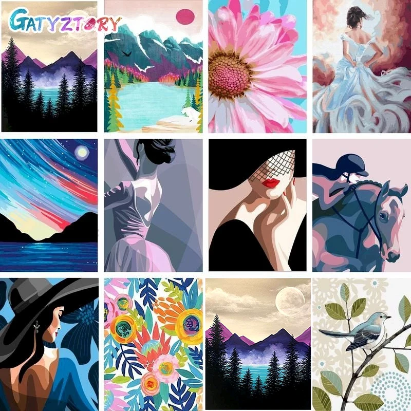 

Gatyztory Painting By Numbers for Adults Simple Landscape Coloring By Numbers Acrylic Paints Set Canvans Drawing Home Decor