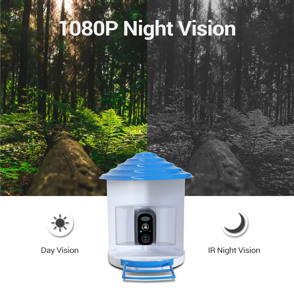 ESCAM PT398 2MP 1080P iCam365 Приложение AI Кормушка для птиц Солнечная энергия IP-камера Часы