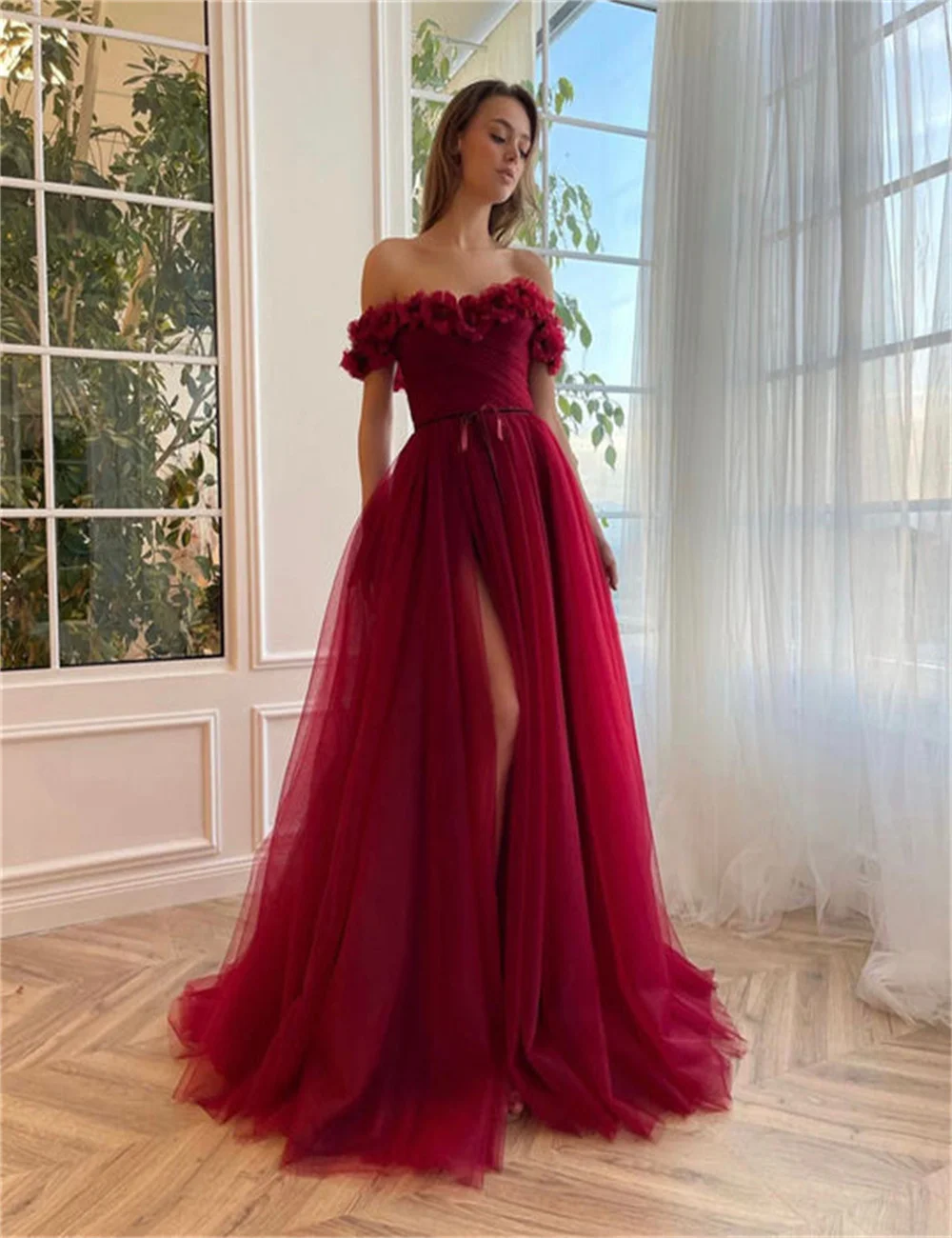 

A-Line Elegant Wedding Guest Formal Occasion Evening Dress Illusion Neck Long Sleeve Sweep Brush Train Lace with Appliques 2023