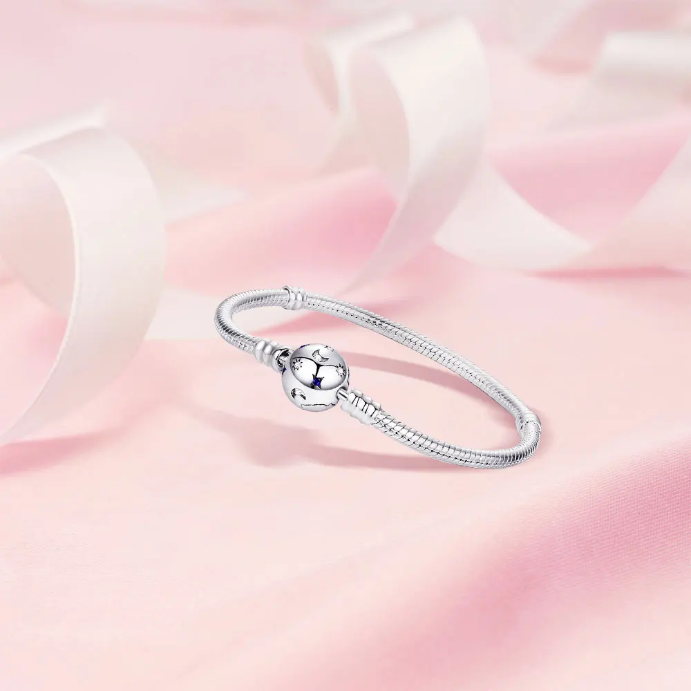 Серебряный браслет с сердечком Солнца и Луны