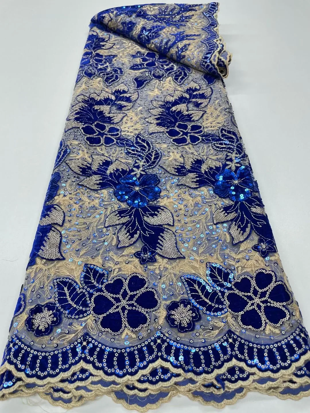 

Роскошная вышитая блестками нигерийская бархатная сетчатая кружевная ткань высокого качества 2023 вуаль в африканском стиле