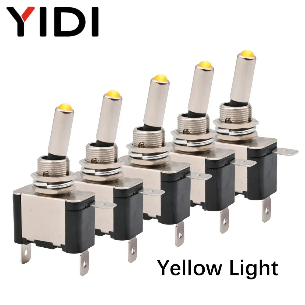 

5 шт. переключатель 12 В постоянного тока с подсветкой, фиксация, 2 положения, 3 контакта ВКЛ./ВЫКЛ., 20 светодиодный, светодиодная подсветка, красный, зеленый, белый цвета, для автомобилей, лодок, грузовиков