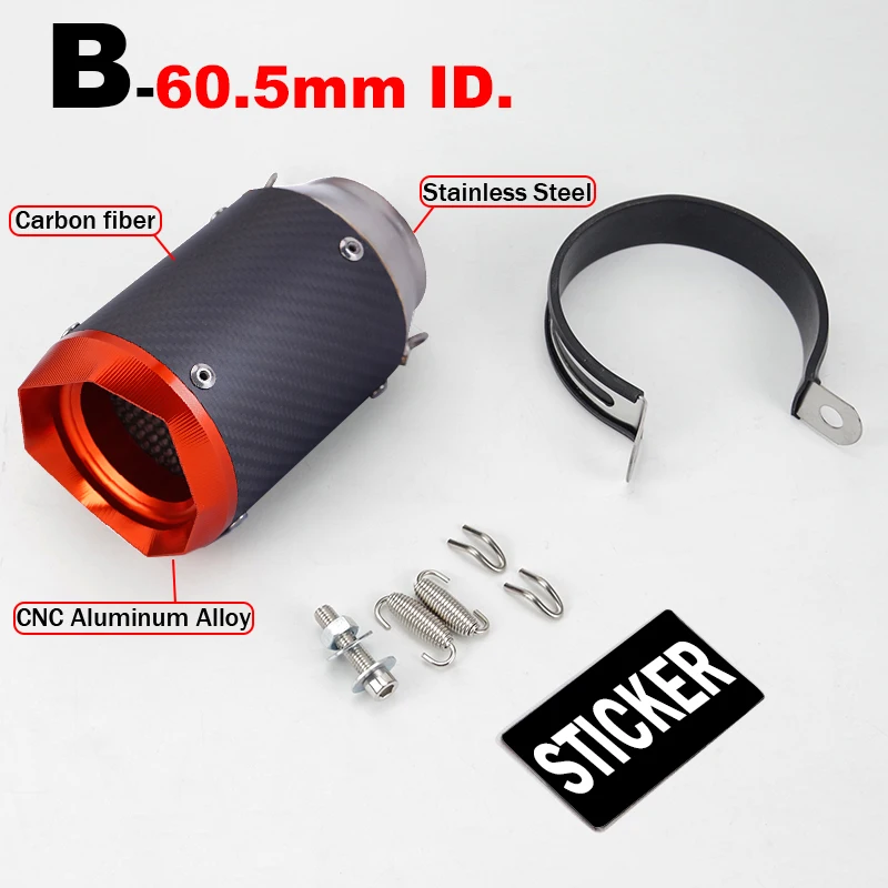 

Универсальный выхлопной глушитель мотоцикла 51 мм/60 мм из углеродного волокна для Kawasaki ZX6R Z900 Z400 для Duke390 RC390 S1000RR R3