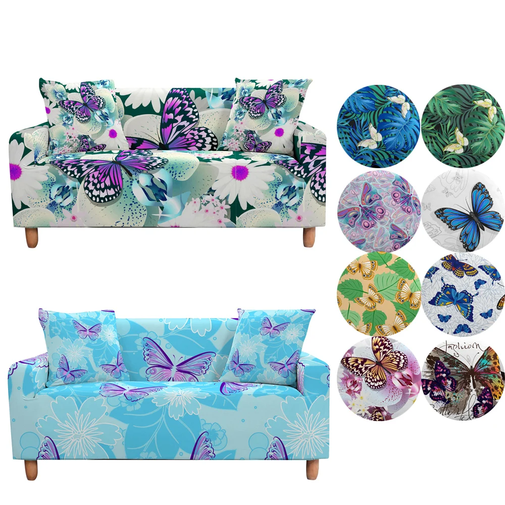 

Butterfly Elastic Sofa Cover for Living Room 3D Print Stretch Slipcovers Sectional Couch Cover 1/2/3 Seater Home Decoration