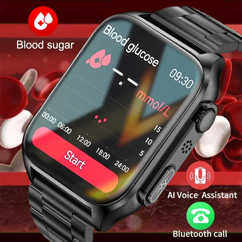 

2023 Automatic Infrared Blood Glucose Smart Watch Men ECG+PPG Heart Rate Bluetooth Call Blood Sugar Pressure Ip67 Health Watches