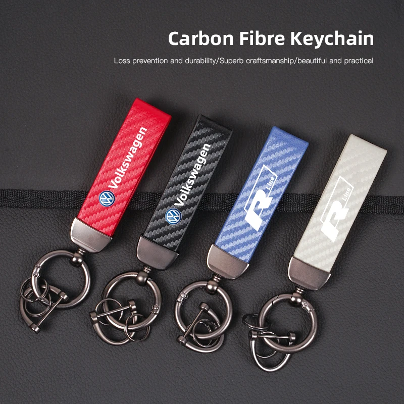 Брелок для ключей Автомобильный из углеродного волокна и кожи Volkswagen VW Golf Polo Tiguan